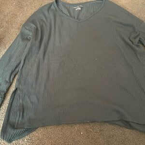 American Eagle Outfitters Black Ribbed V-Neck Top